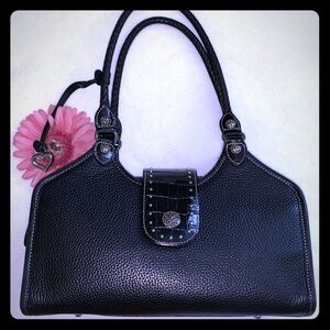 🌸Authentic Brighton Black Leather Silver Stud Bag